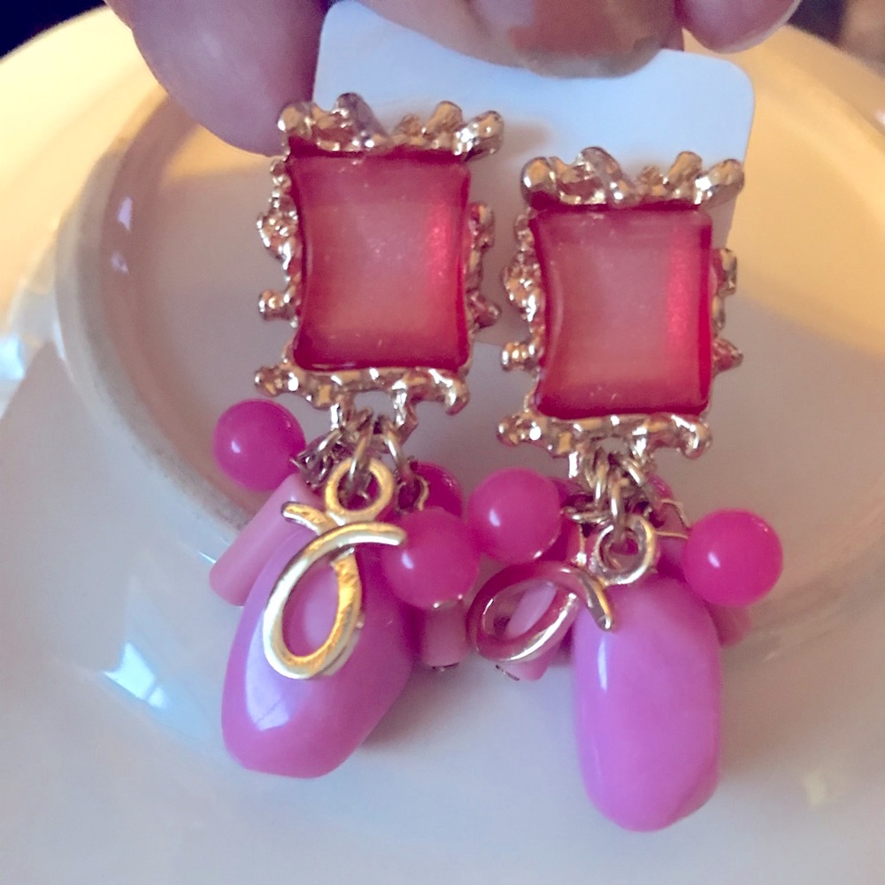 2 for$10.Pink Bead Dangle Earrings NEW